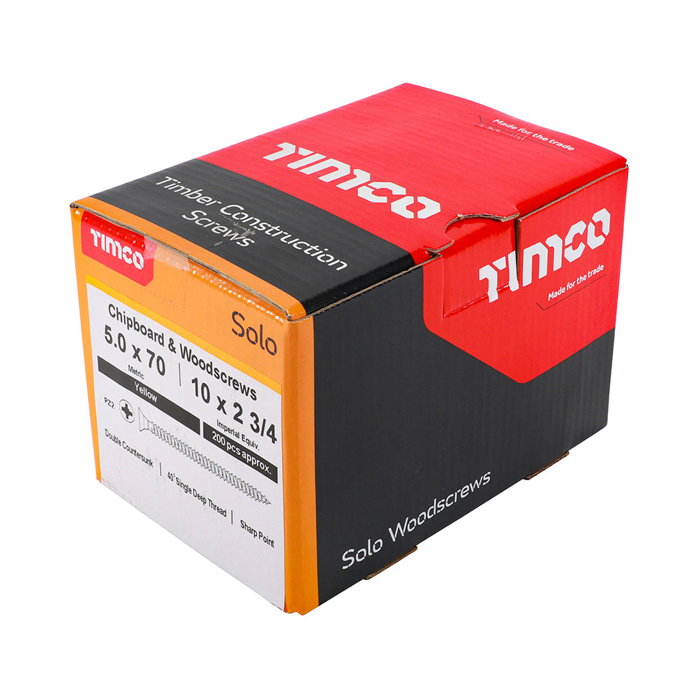 5.0 x 70 - Solo Woodscrew PZ2 CSK ZYP