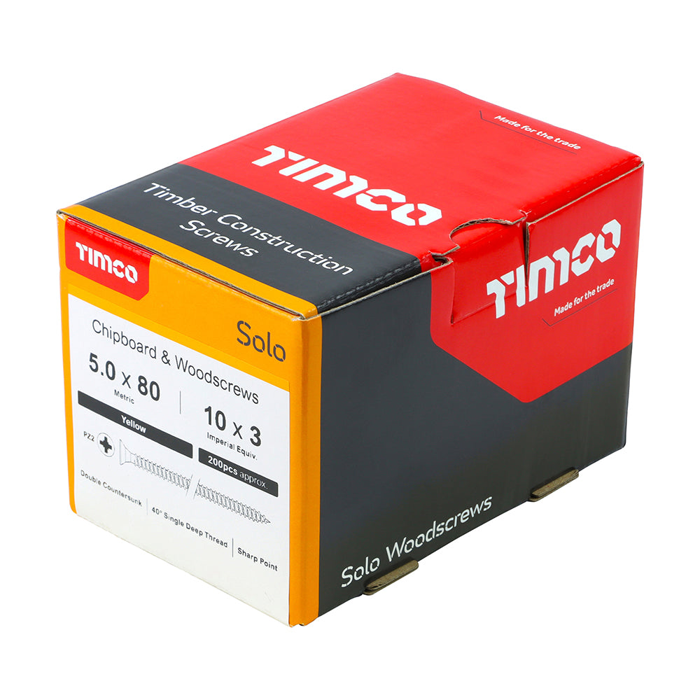 5.0 x 80 - Solo Woodscrew PZ2 CSK ZYP