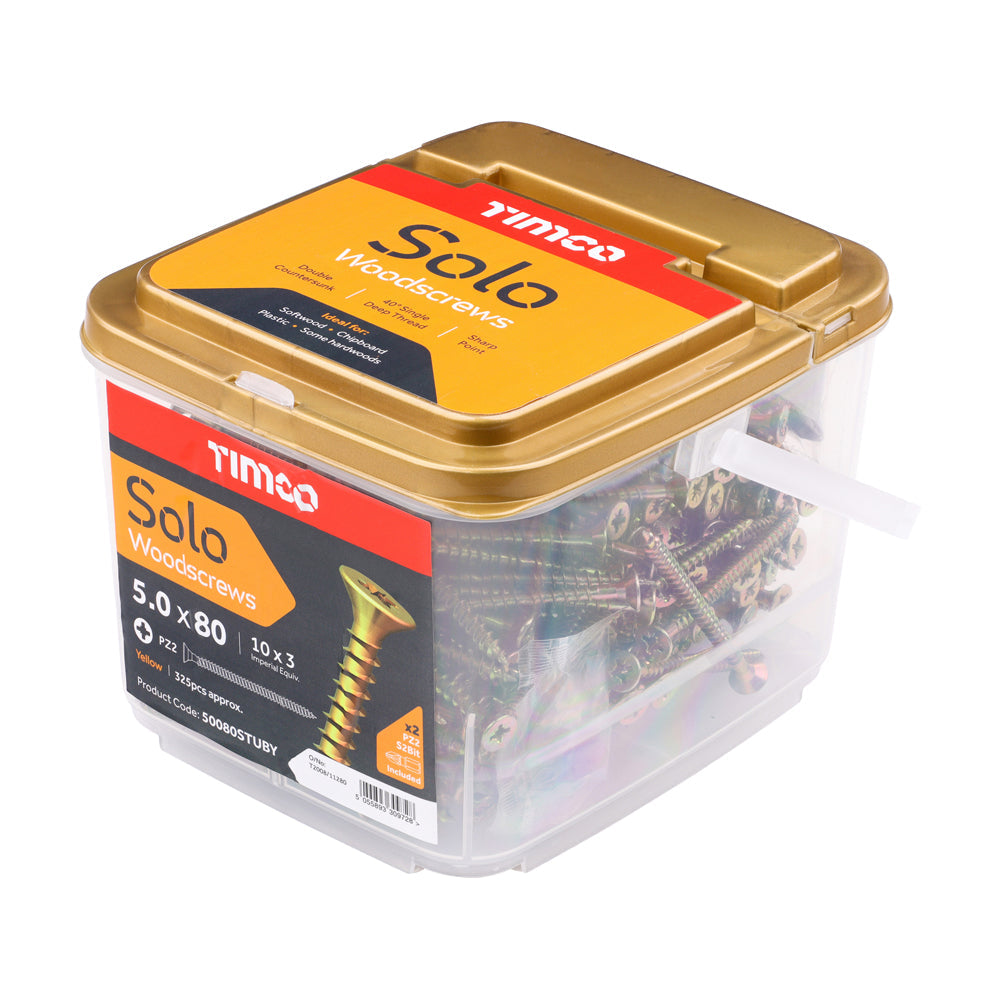 5.0 x 80 - Solo Woodscrew CSK - ZYP (TUB)