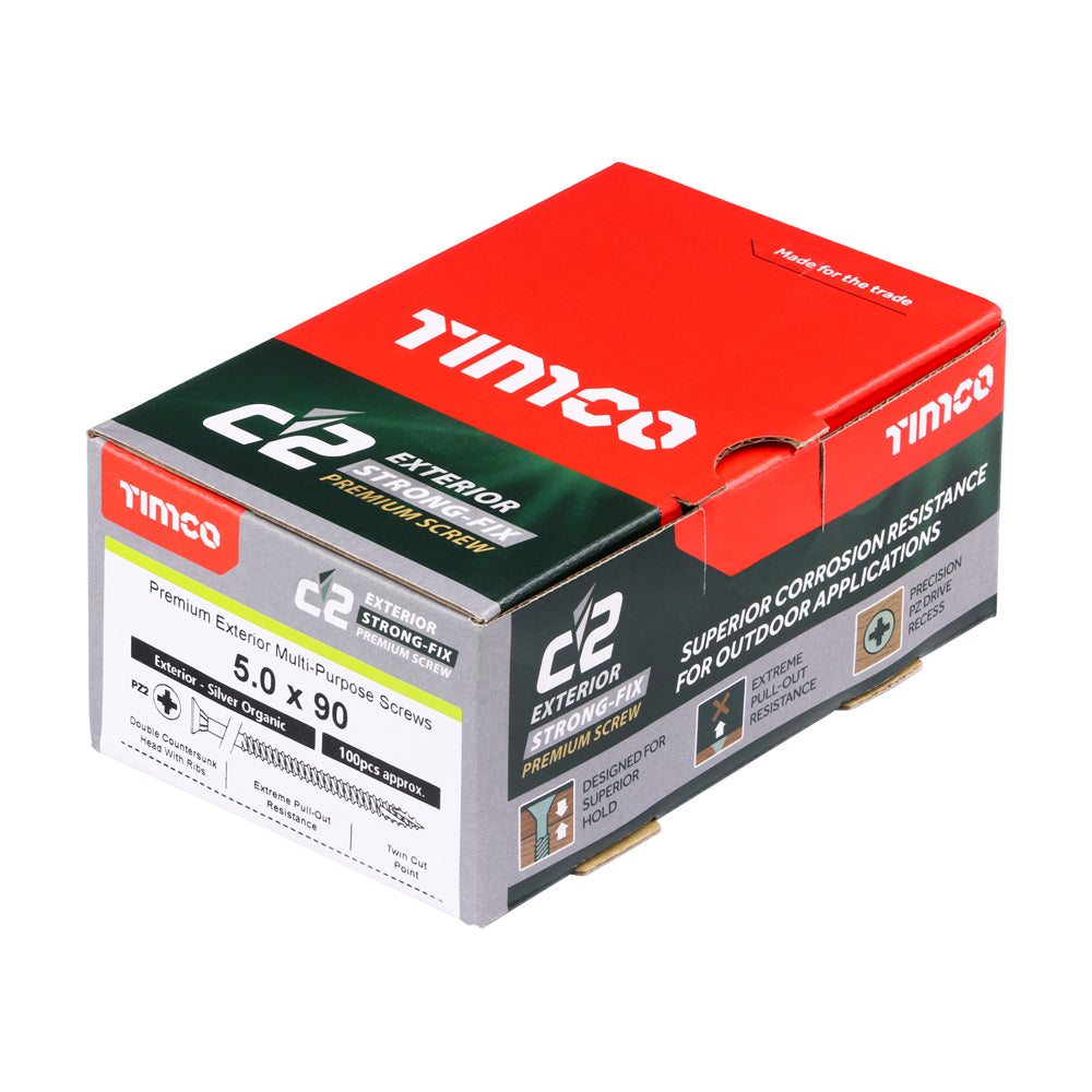 5.0 x 90 - C2 Exterior Strong-Fix - PZ - Twin-Cut - Silver