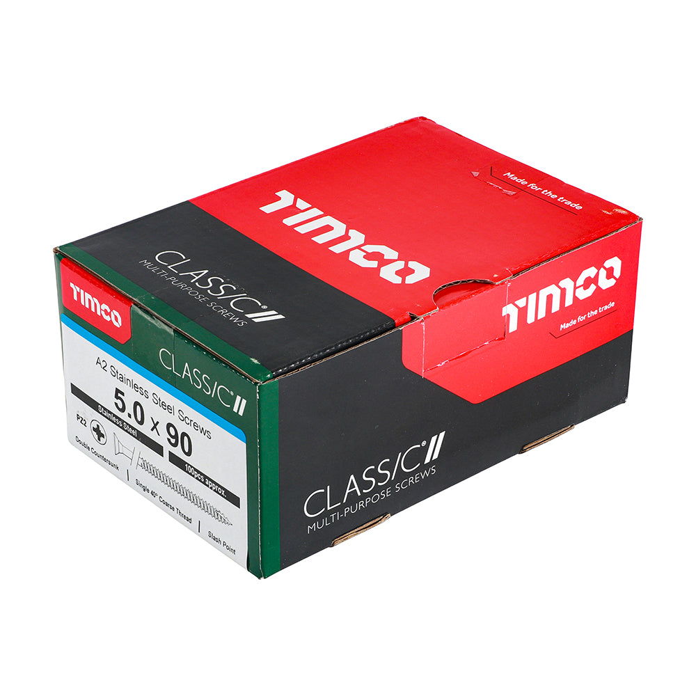 5.0 x 90 - Classic Screw PZ2 CSK A2 SS
