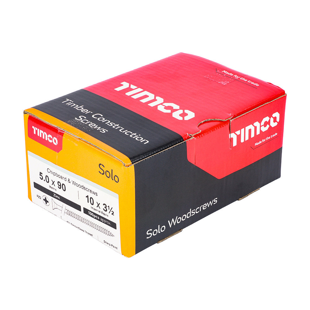 5.0 x 90 - Solo Woodscrew PZ2 CSK Zinc