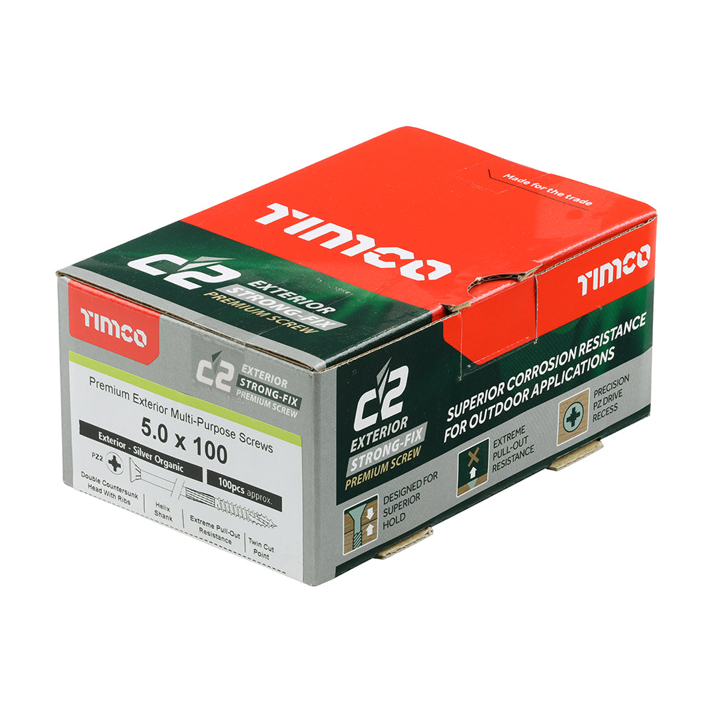 5.0 x 100 - C2 Exterior Strong-Fix - PZ - Twin-Cut - Silver