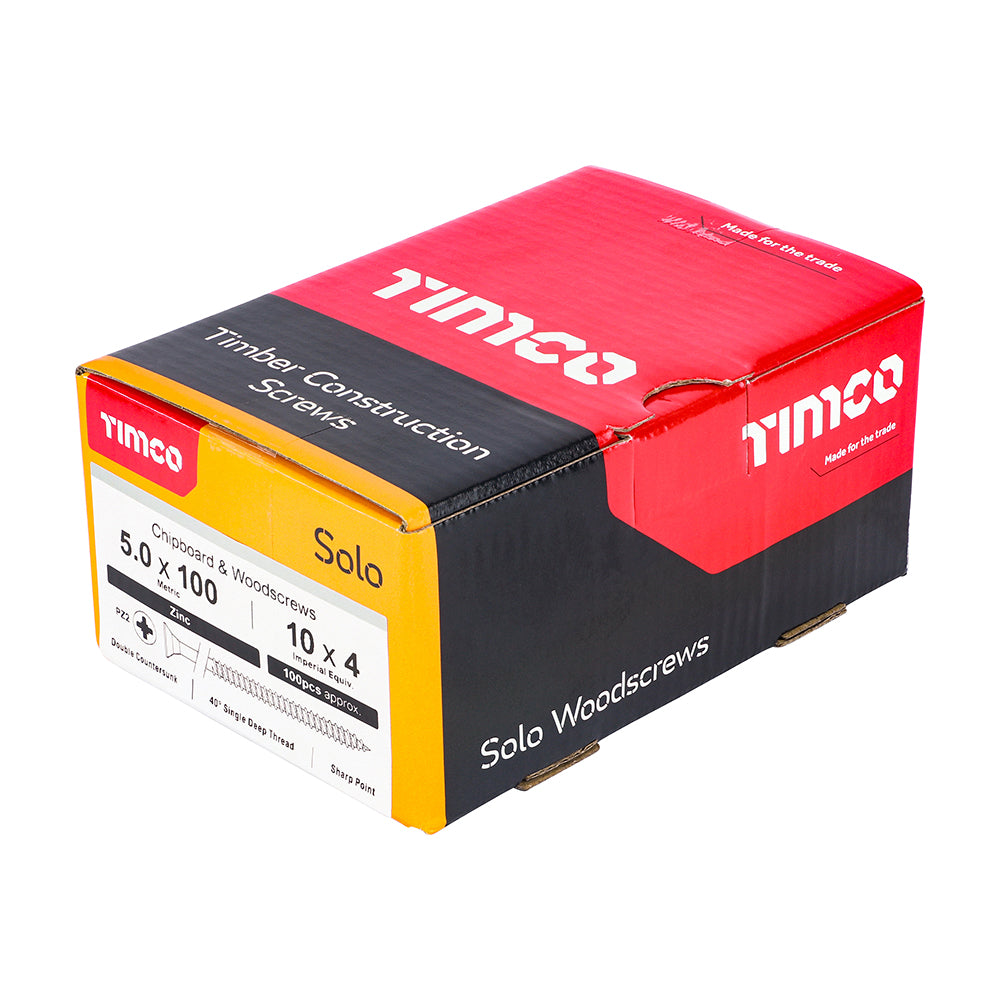 5.0 x 100 - Solo Woodscrew PZ2 CSK Zinc