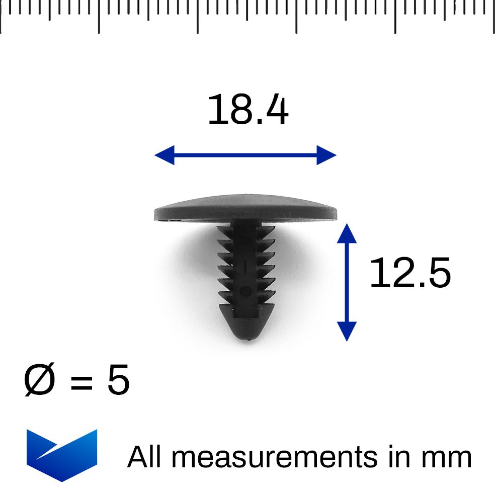 Fir Tree Clip, 5mm Hole, 18.4mm Head, Black - image 2
