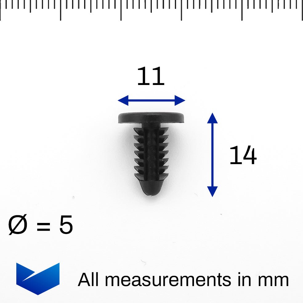 5mm Fir Tree Clip, 11mm Head, Black - image 2