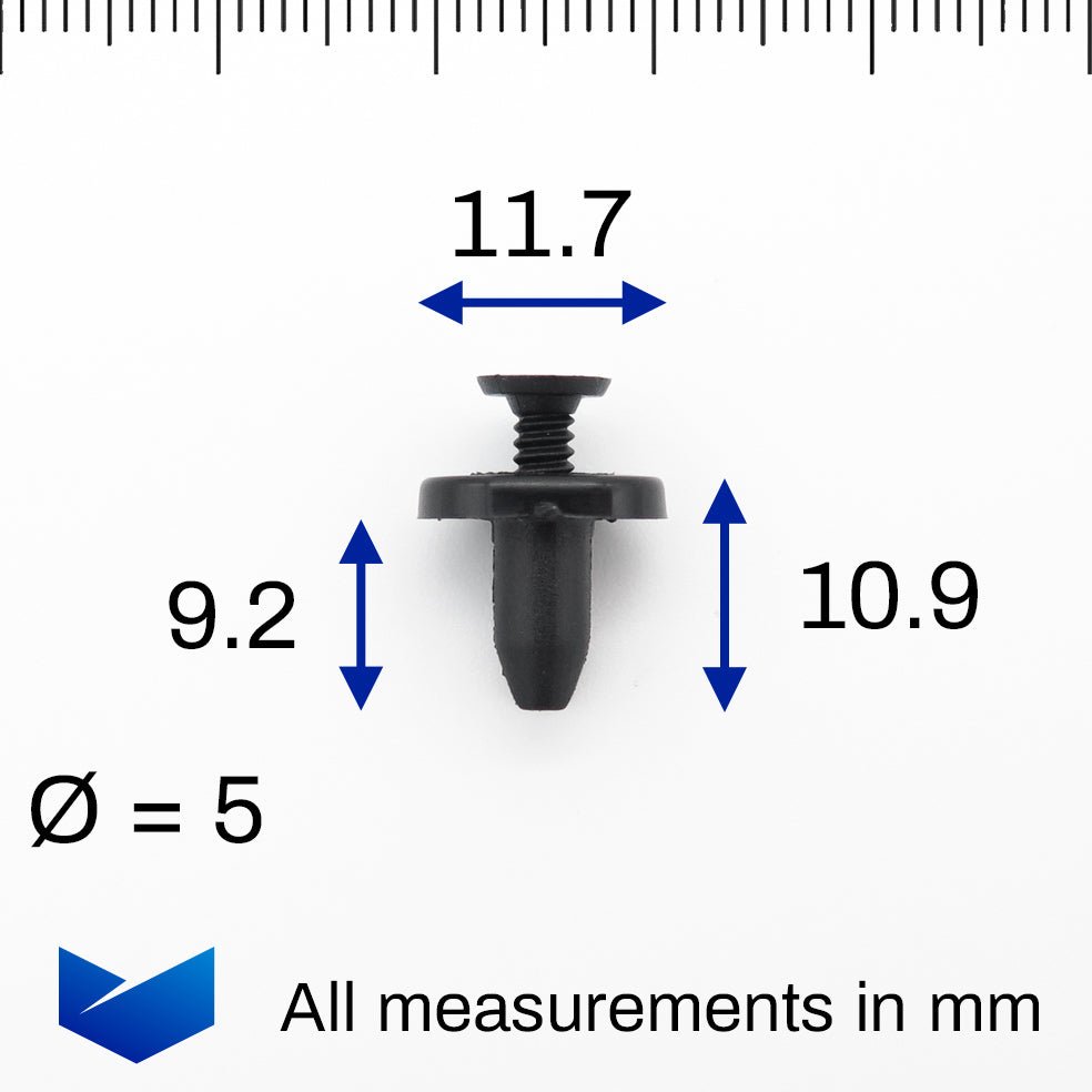 5mm Screw Fit Plastic Rivet, Oval Collar, Black - image 2
