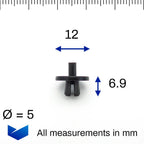 Push Fit Plastic Rivet, Black - image 2