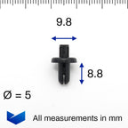 5mm Push Fit Plastic Rivet, Black - image 2