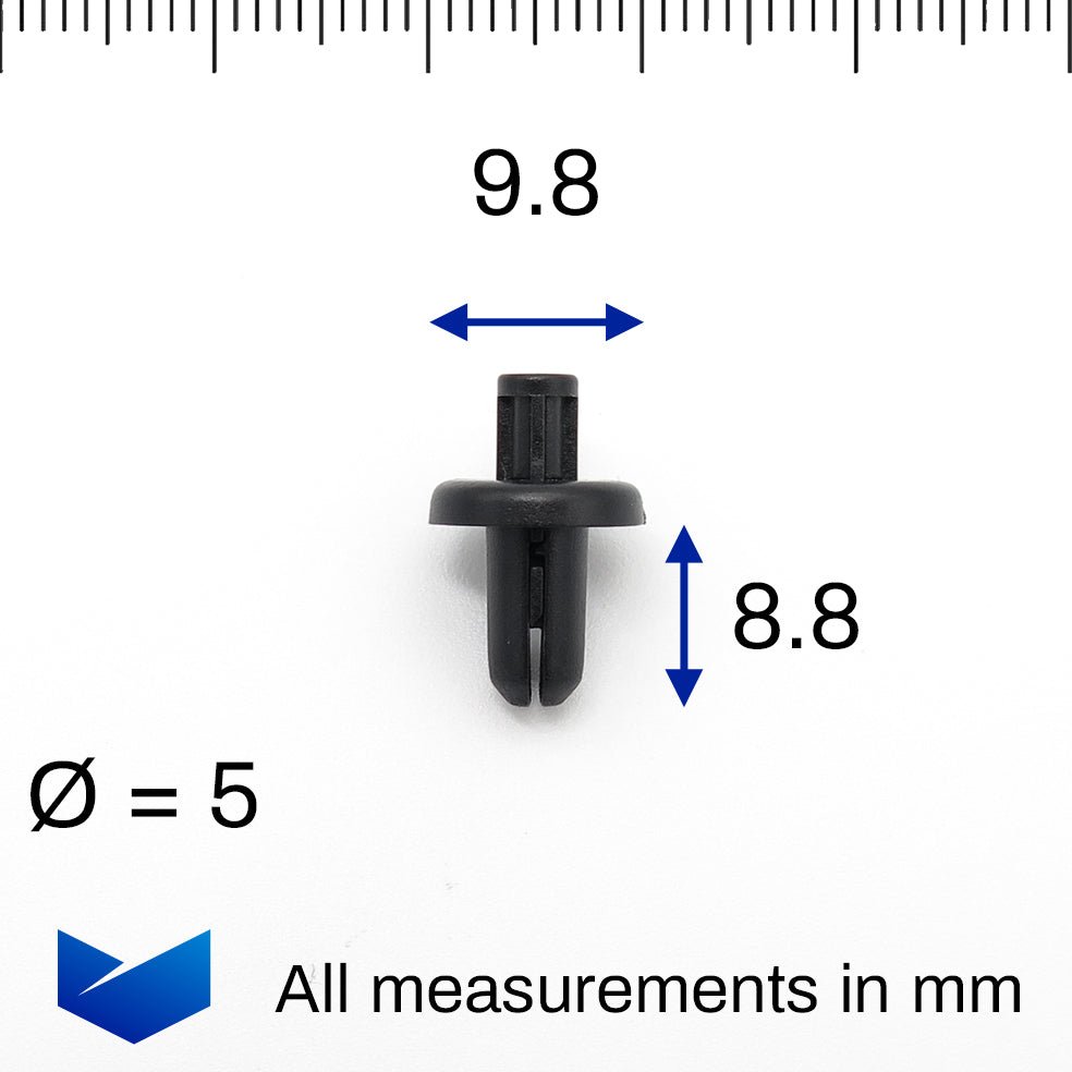 5mm Push Fit Plastic Rivet, Black - image 2