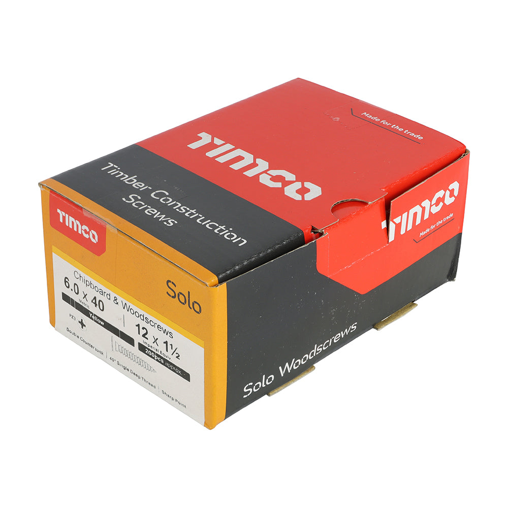 6.0 x 40 - Solo Woodscrew PZ3 CSK ZYP