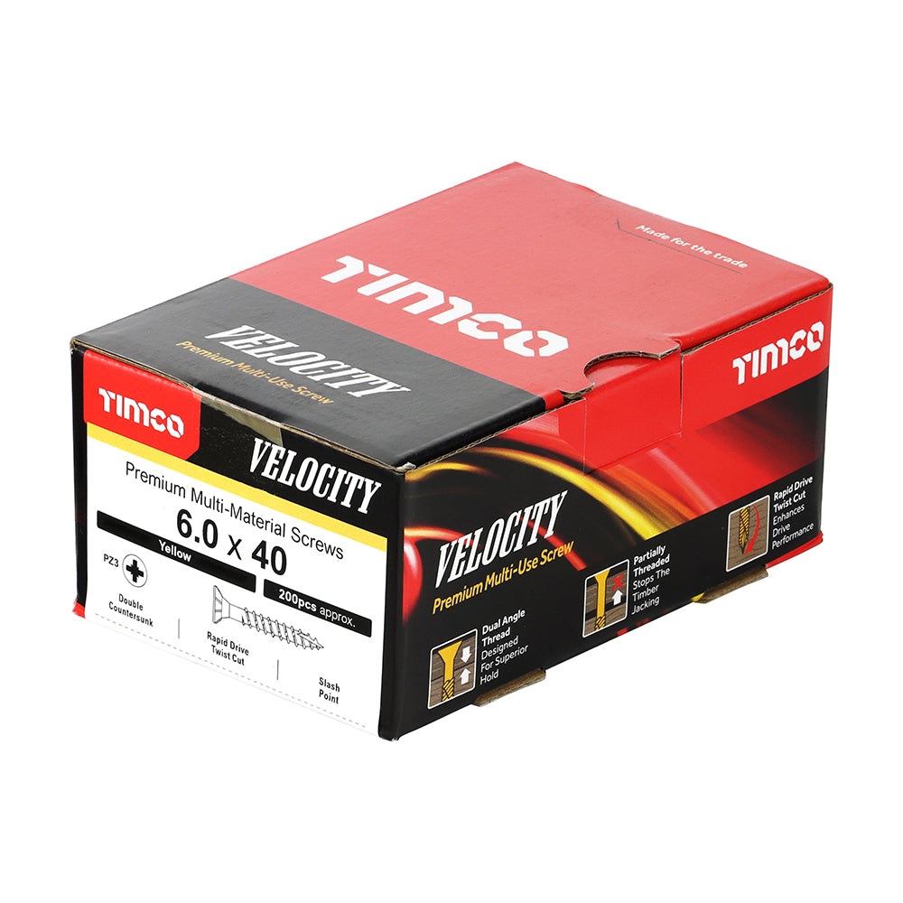 6.0 x 40 - Velocity Screw PZ3 CSK ZYP