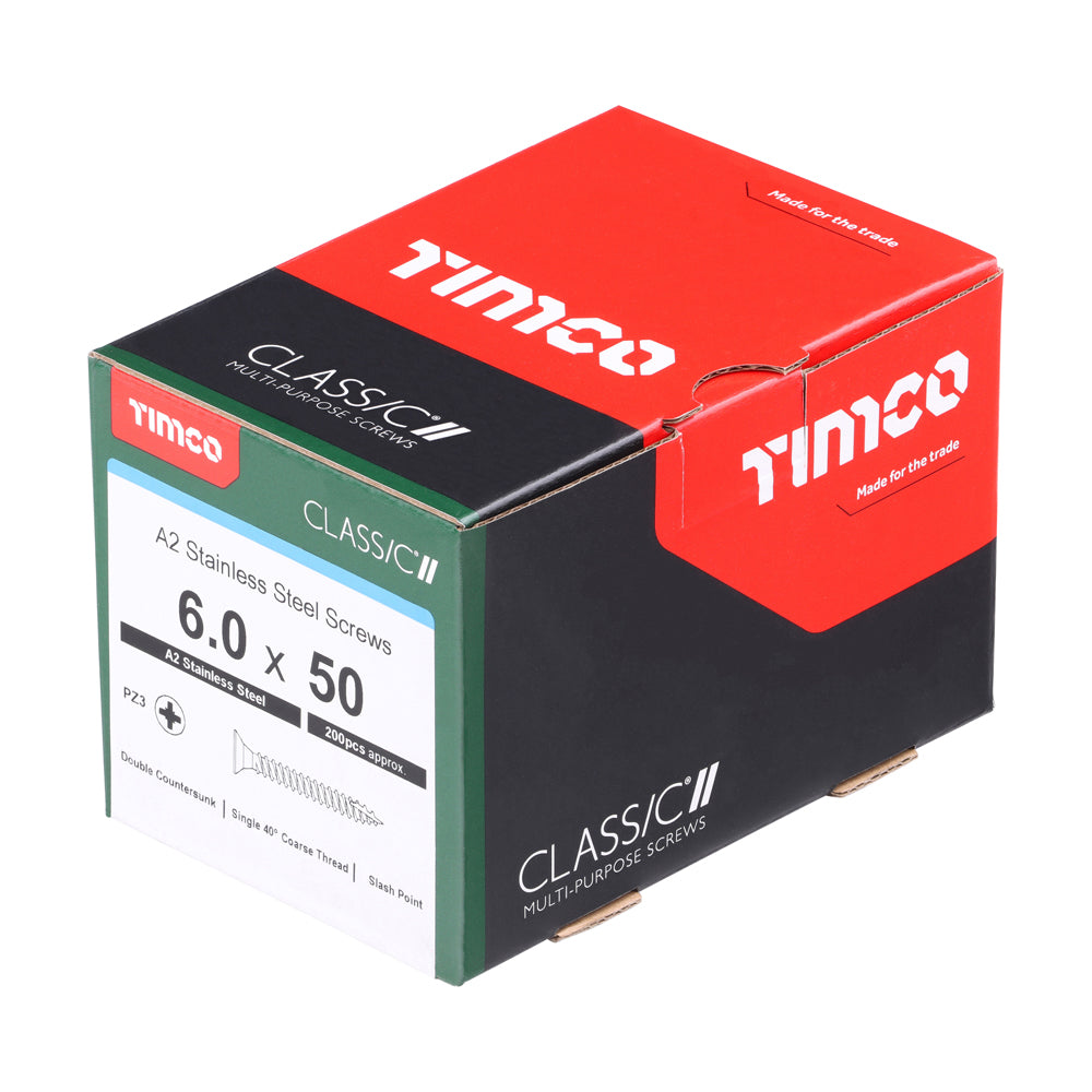 6.0 x 50 - Classic Screw PZ3 CSK A2 SS
