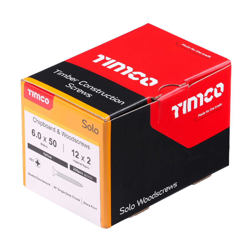 6.0 x 50 - Solo Woodscrew PZ3 CSK ZYP