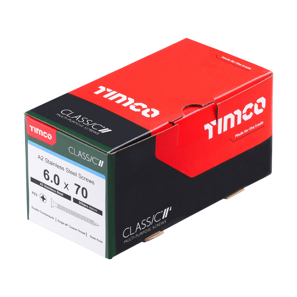 6.0 x 70 - Classic Screw PZ3 CSK A2 SS