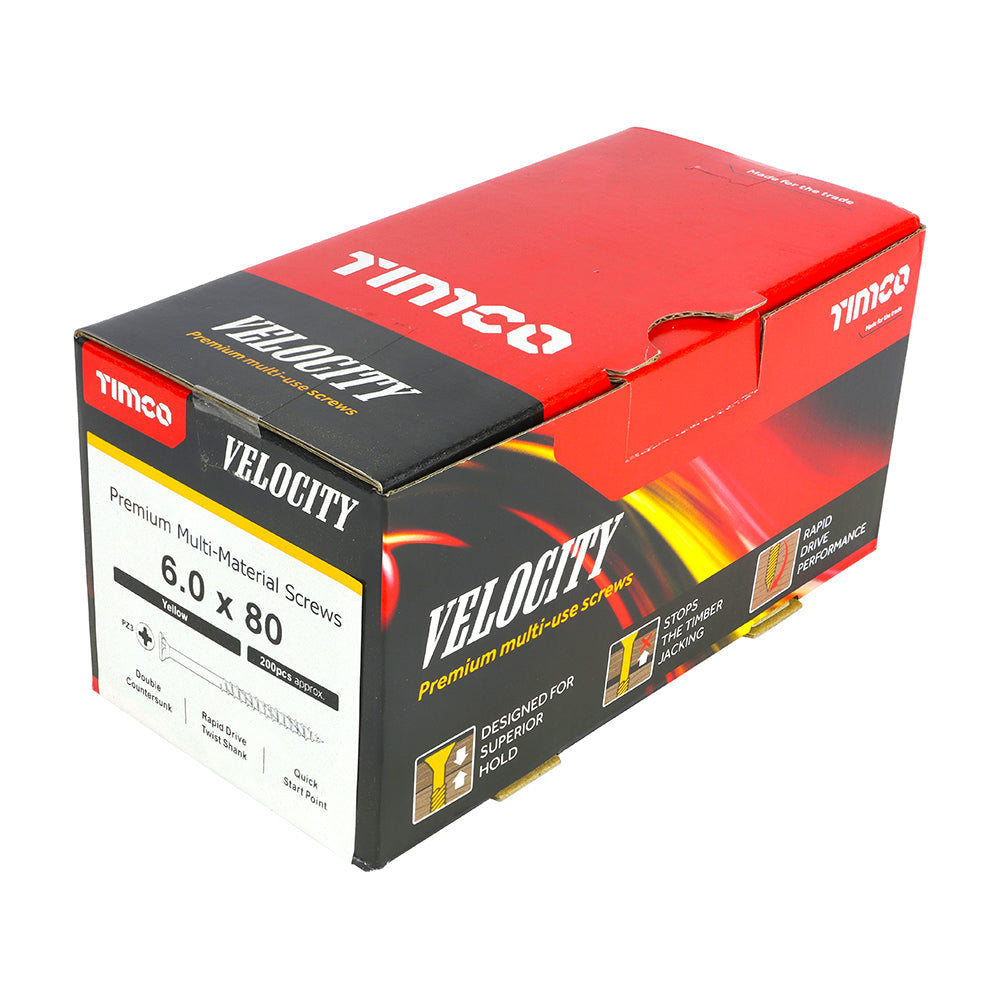 6.0 x 80 - Velocity Screw PZ3 CSK ZYP