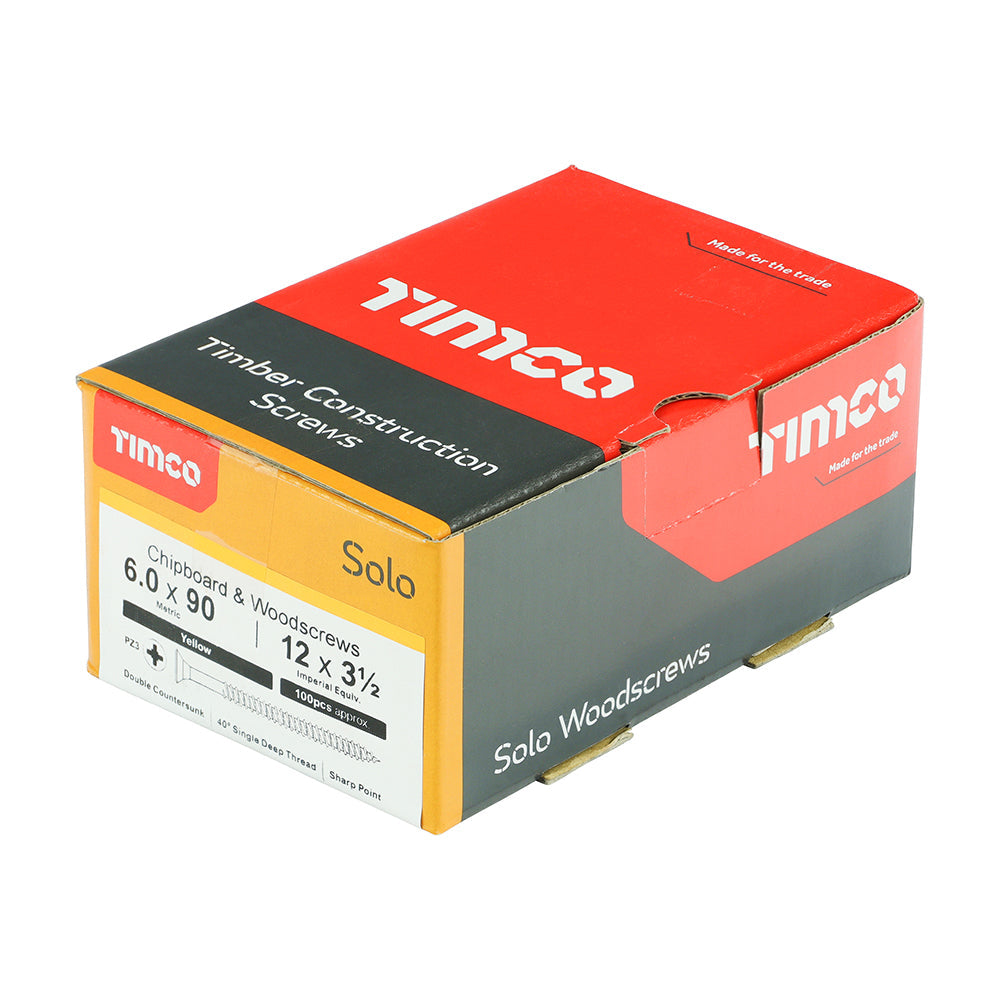 6.0 x 90 - Solo Woodscrew PZ3 CSK ZYP
