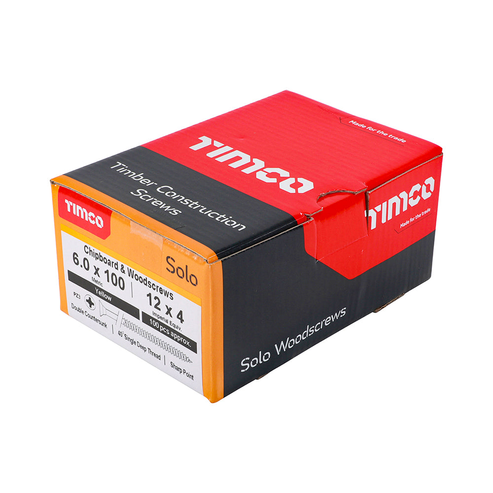 6.0 x 100 - Solo Woodscrew PZ3 CSK ZYP