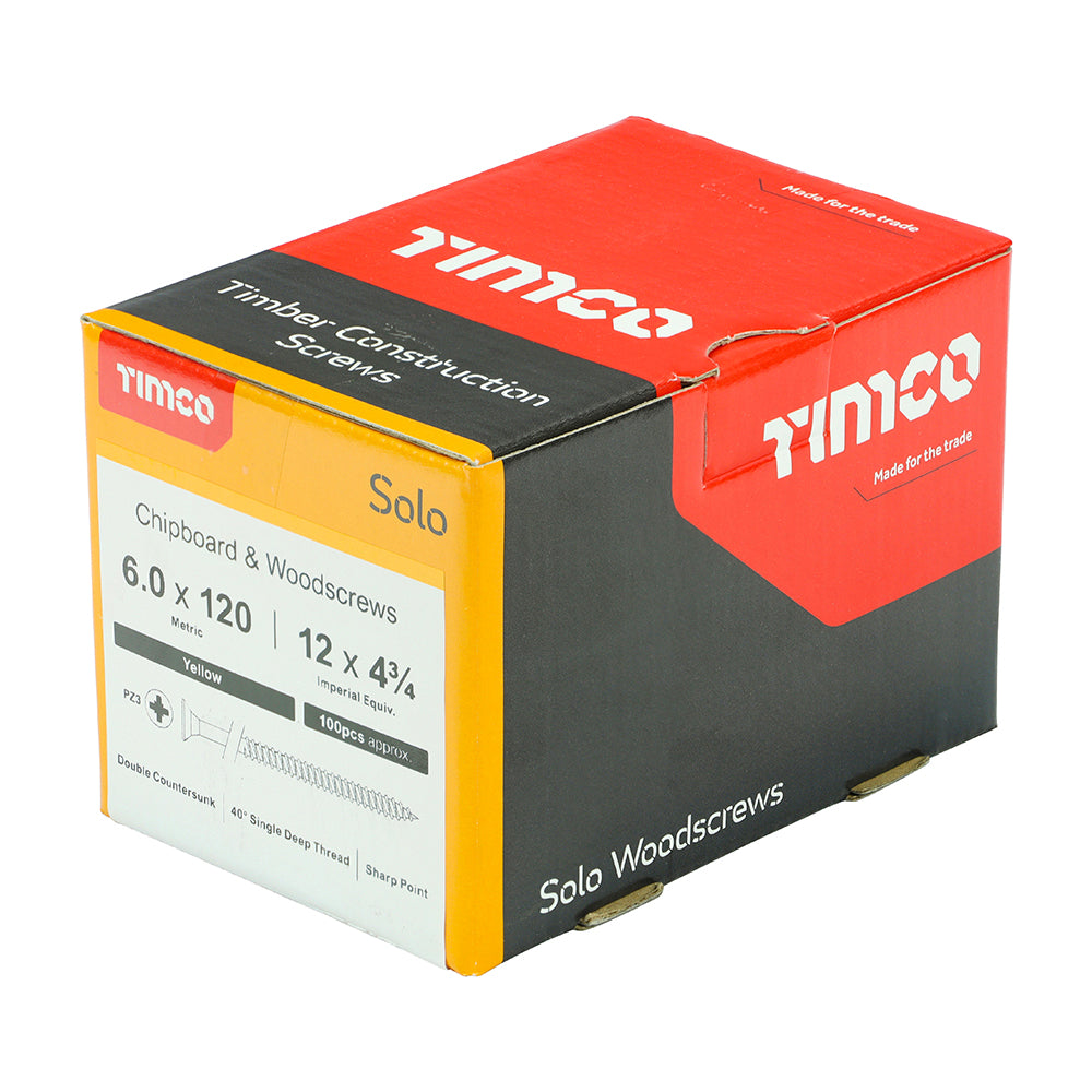 6.0 x 120 - Solo Woodscrew PZ3 CSK ZYP