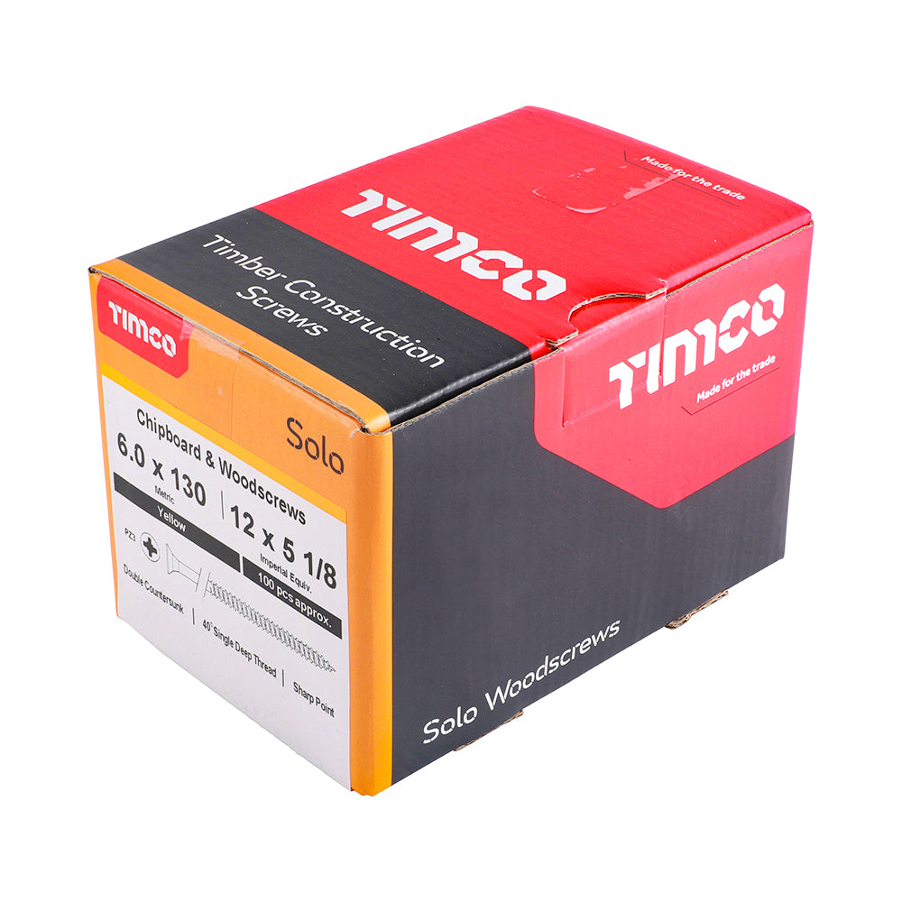 6.0 x 130 - Solo Woodscrew PZ3 CSK ZYP