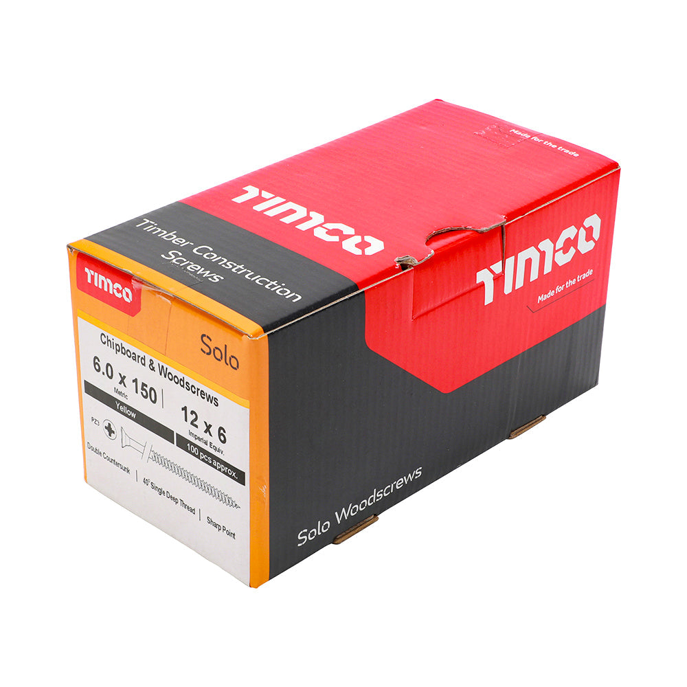 6.0 x 150 - Solo Woodscrew PZ3 CSK ZYP