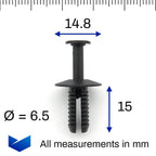 Plastic Push Fit Rivet, Black - image 2