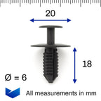 8mm Push Fit Plastic Rivet, Black - image 2