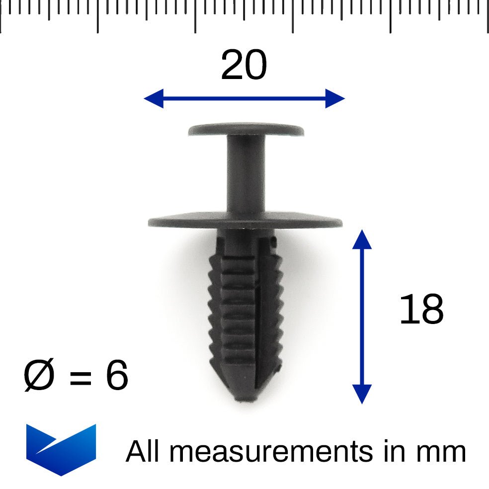 8mm Push Fit Plastic Rivet, Black - image 2