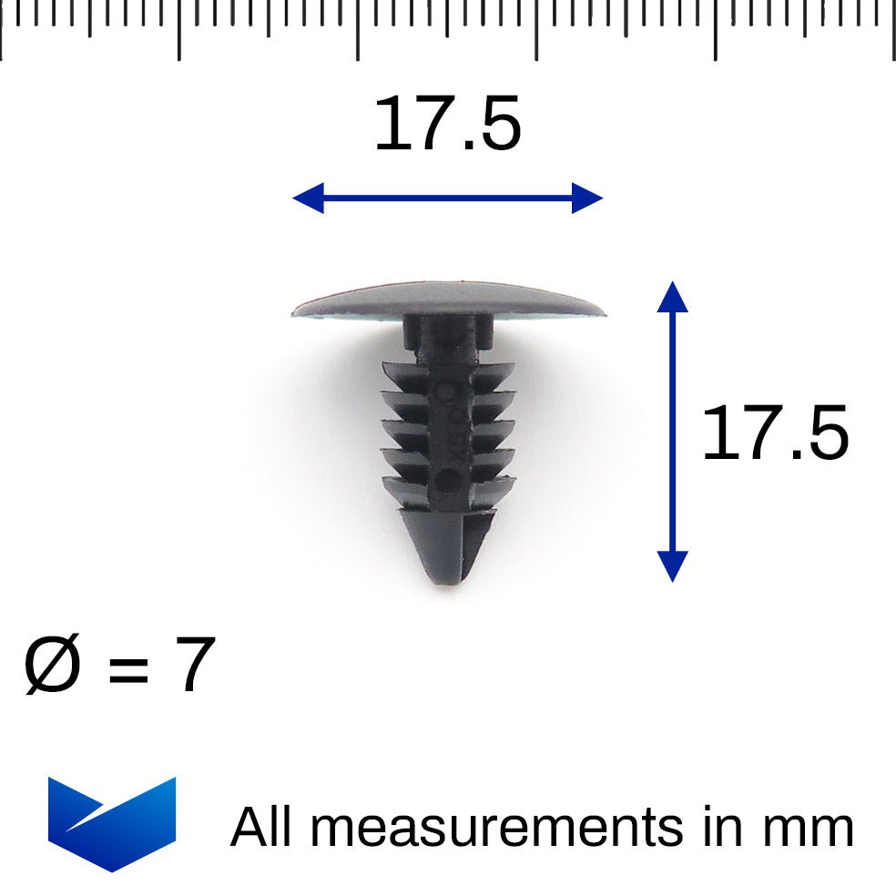 7mm Fir Tree Clip, 18mm Head, Black, - image 2