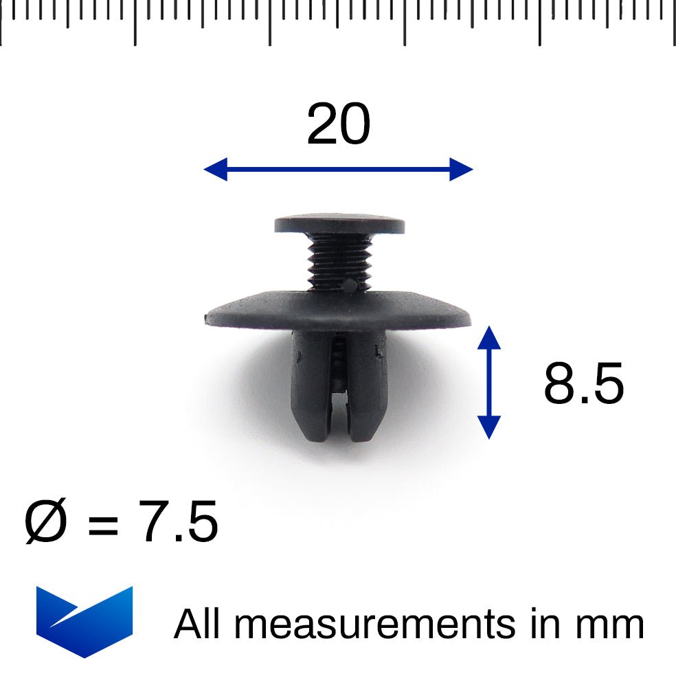 7mm Screw Fit Plastic Rivet, Black - image 2