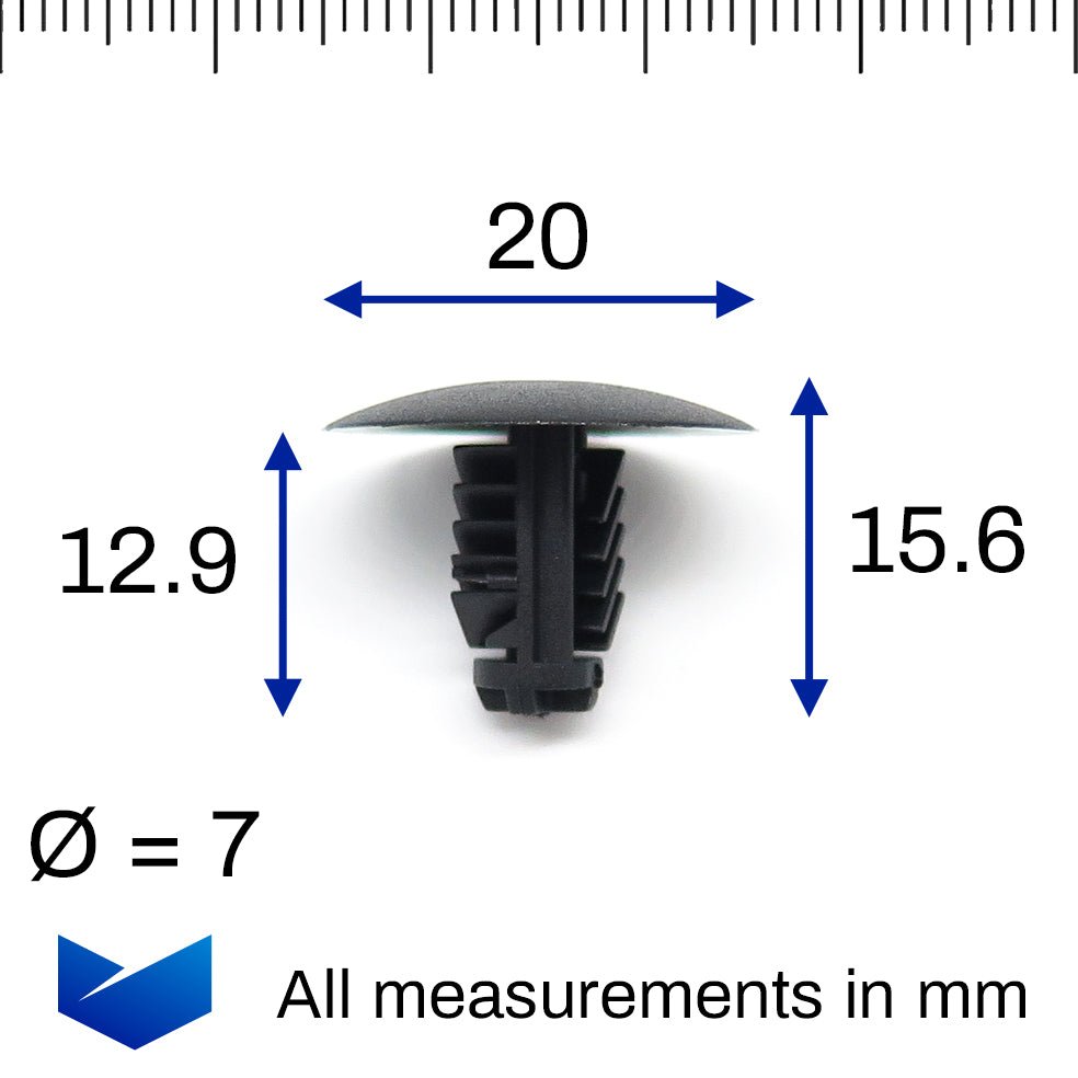 Fir Tree Clip, 7mm Hole, 20mm Head, Black - image 2