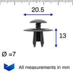 Screw Fit Plastic Rivet, 7mm Hole, 20mm Collar, Black - image 2