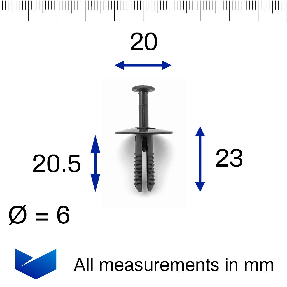7mm Push fit Plastic Rivet, Black - image 2