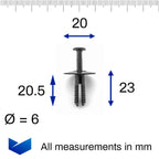 7mm Push fit Plastic Rivet, Black - image 2
