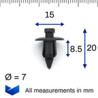 Push Fit Plastic Rivet, 7mm Hole - image 2