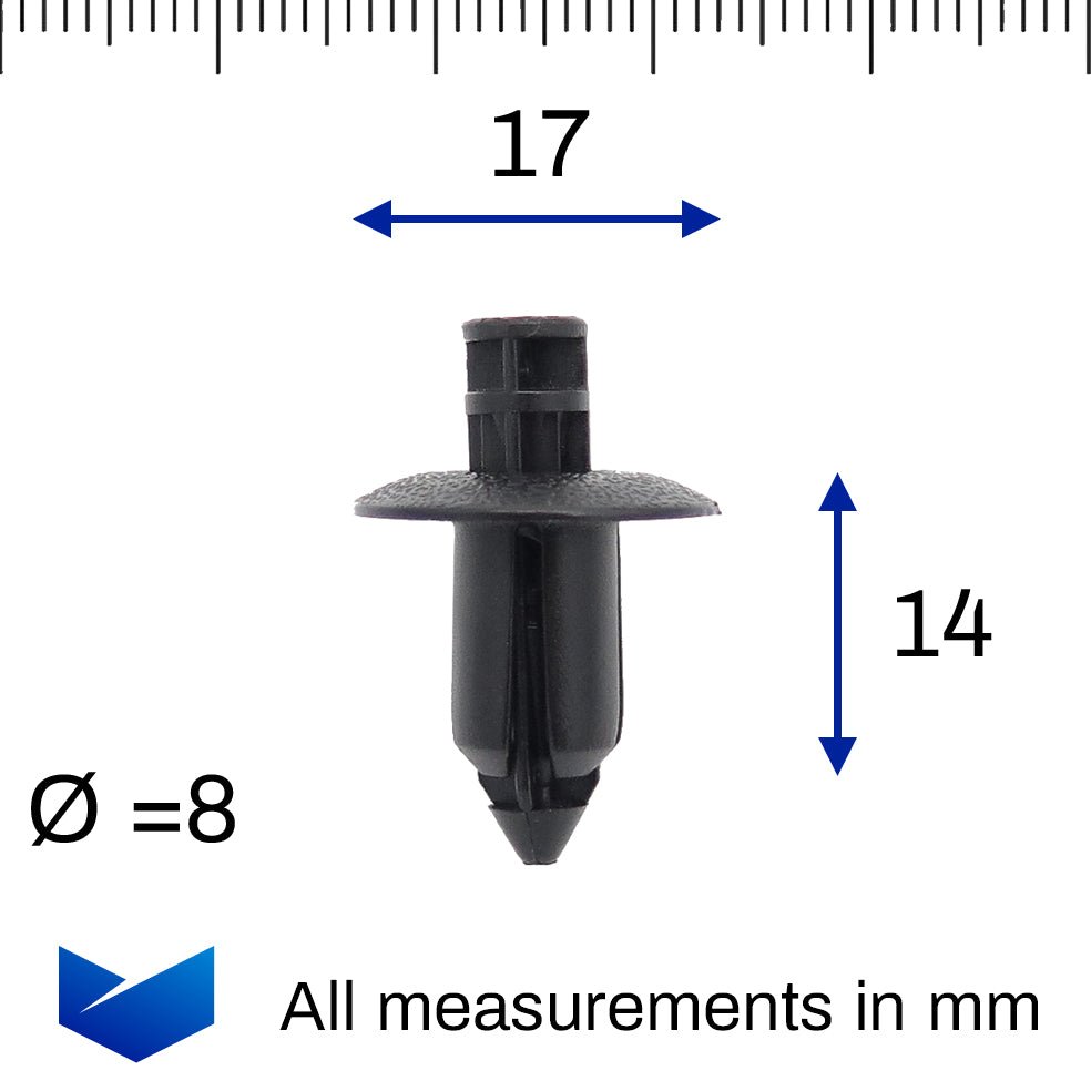8mm Push Fit Expanding Plastic Rivet, Black - image 2