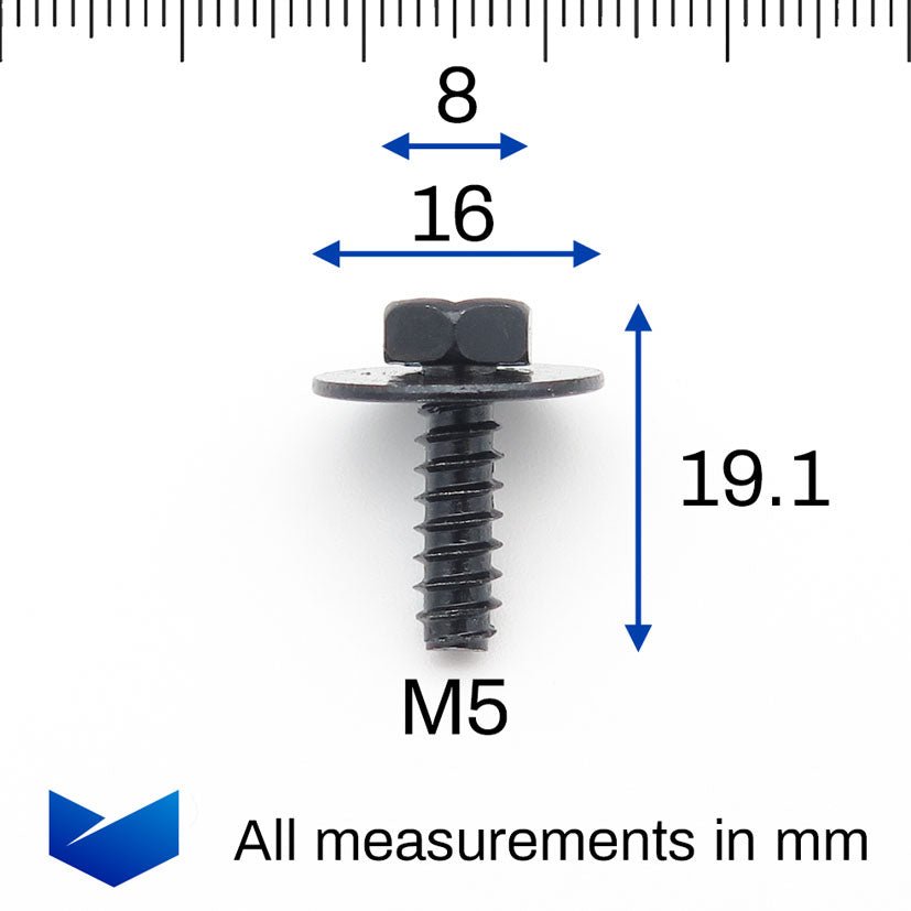 Metal Hex Head Screw with Washer, Black - image 2