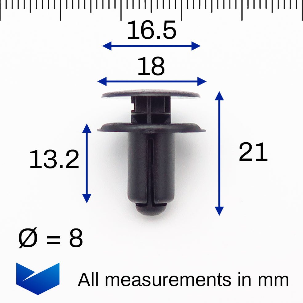 Push Fit Rivet, 8mm Hole, Black - image 2