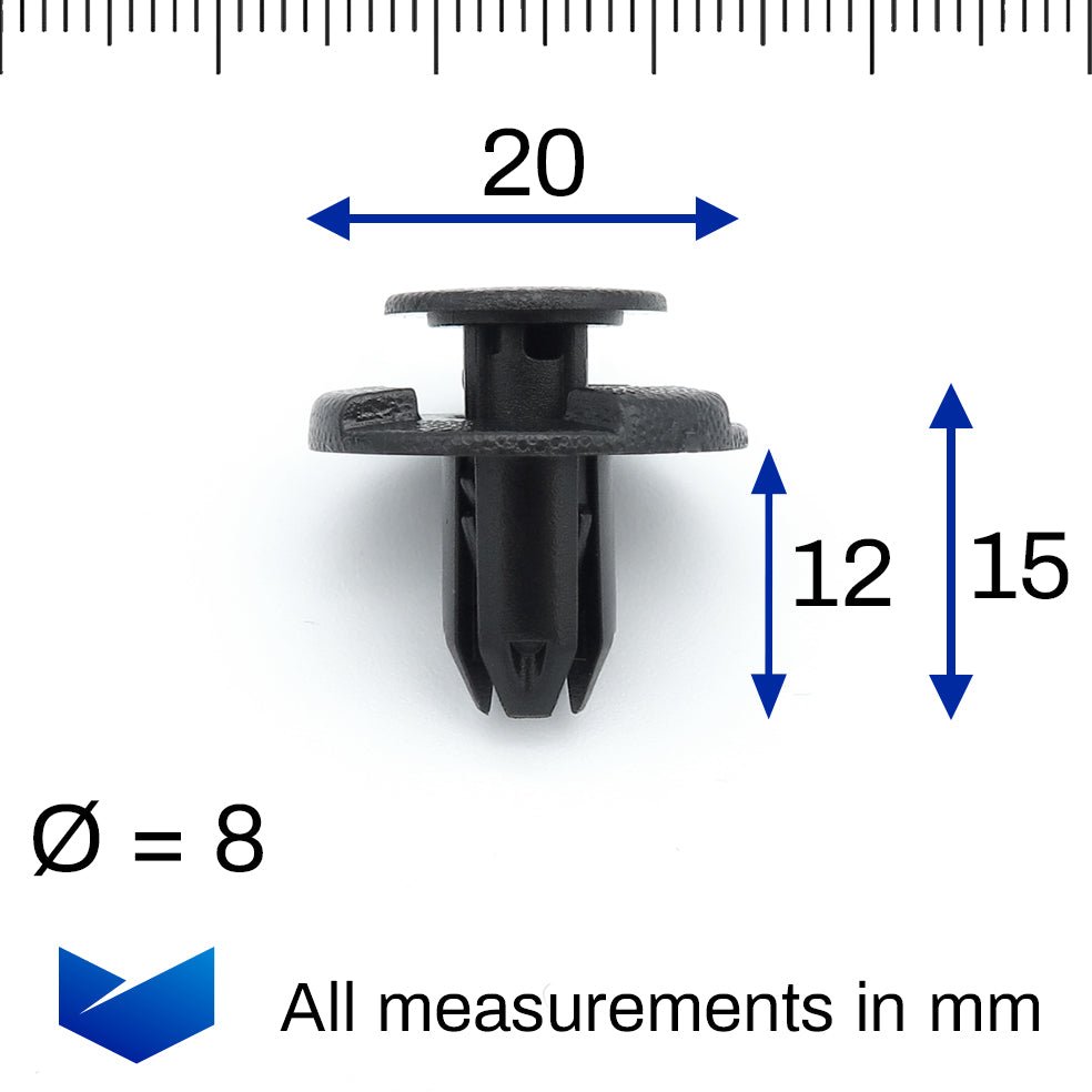 Push Fit Plastic Rivet, 8mm Hole, Black - image 2