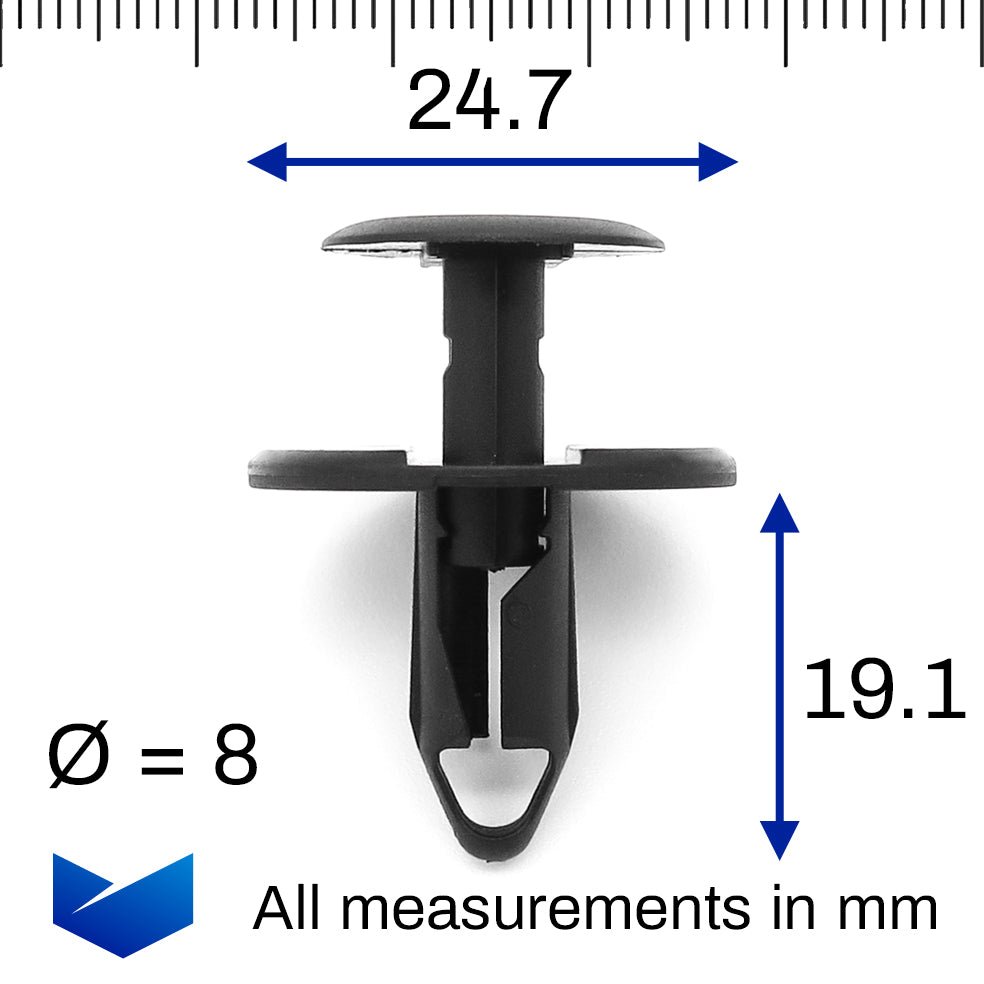 Push Fit Plastic Rivet, 8mm Hole, Black - image 2
