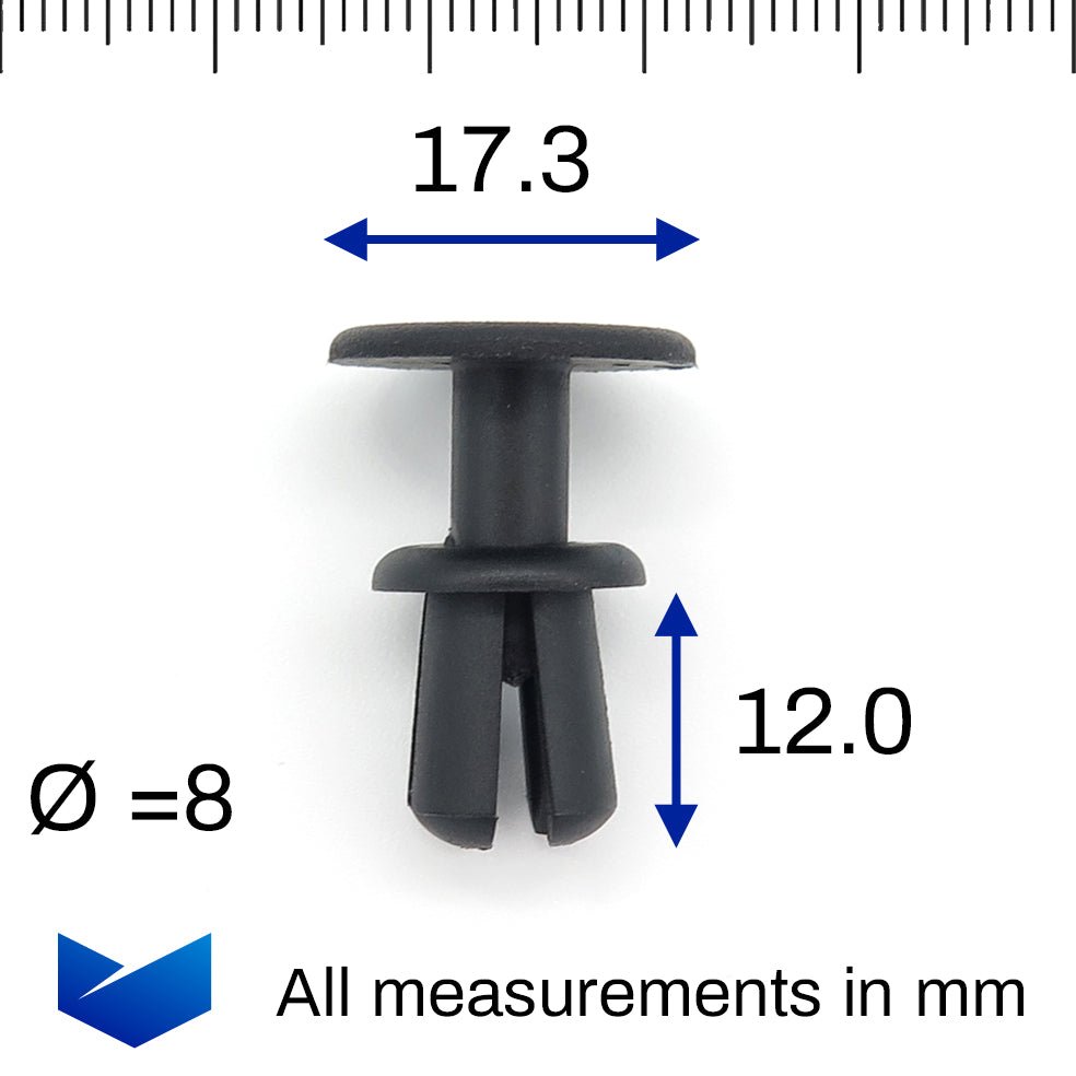 Push Fit Plastic Rivet, 8mm, Black - image 2