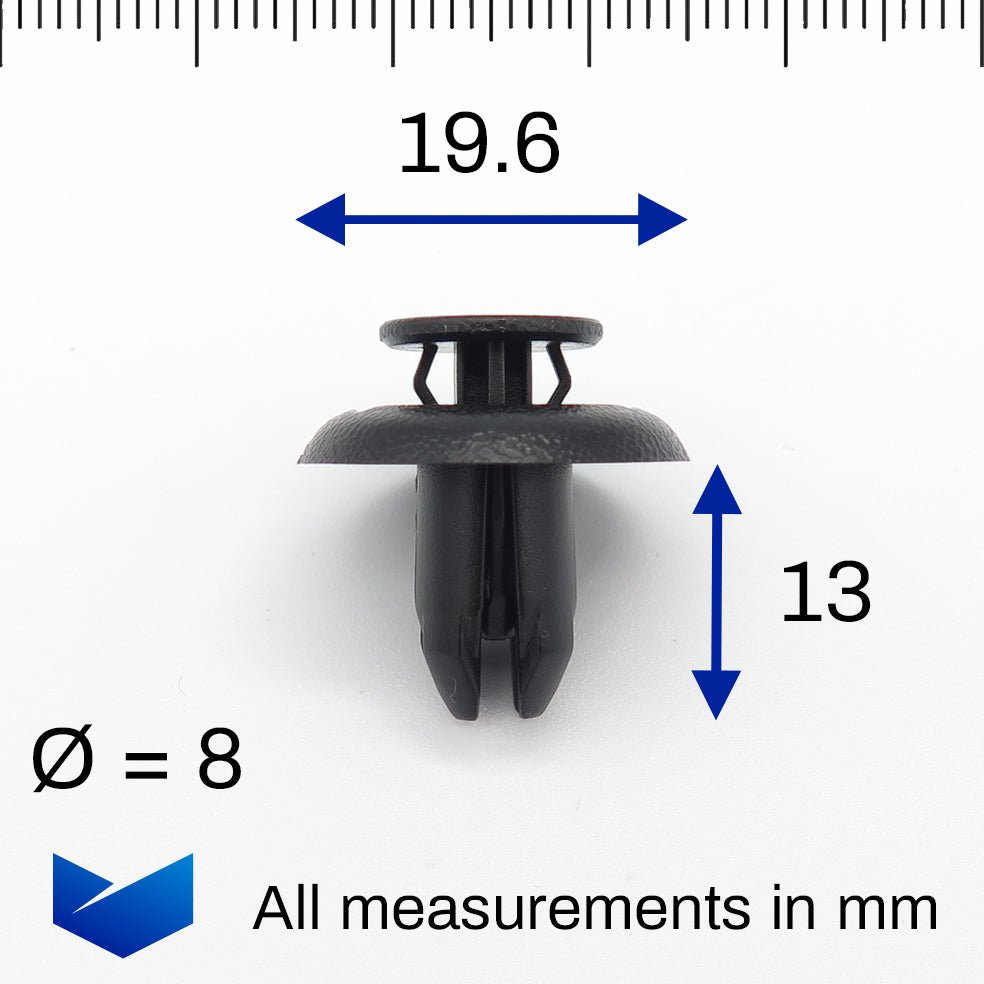 Push Fit Plastic Rivet, 8mm Hole, Black - image 2