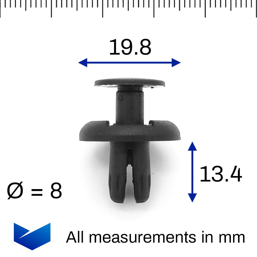 8mm Push Fit Plastic Rivet, Black - image 2