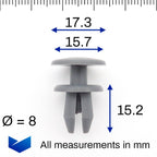 8mm Push Fit Plastic Rivet, Grey - image 2
