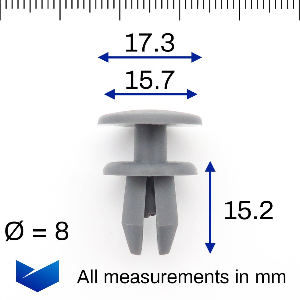 8mm Push Fit Plastic Rivet, Grey - image 2