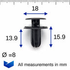 Push Fit Plastic Rivet, Black, 8mm - image 2