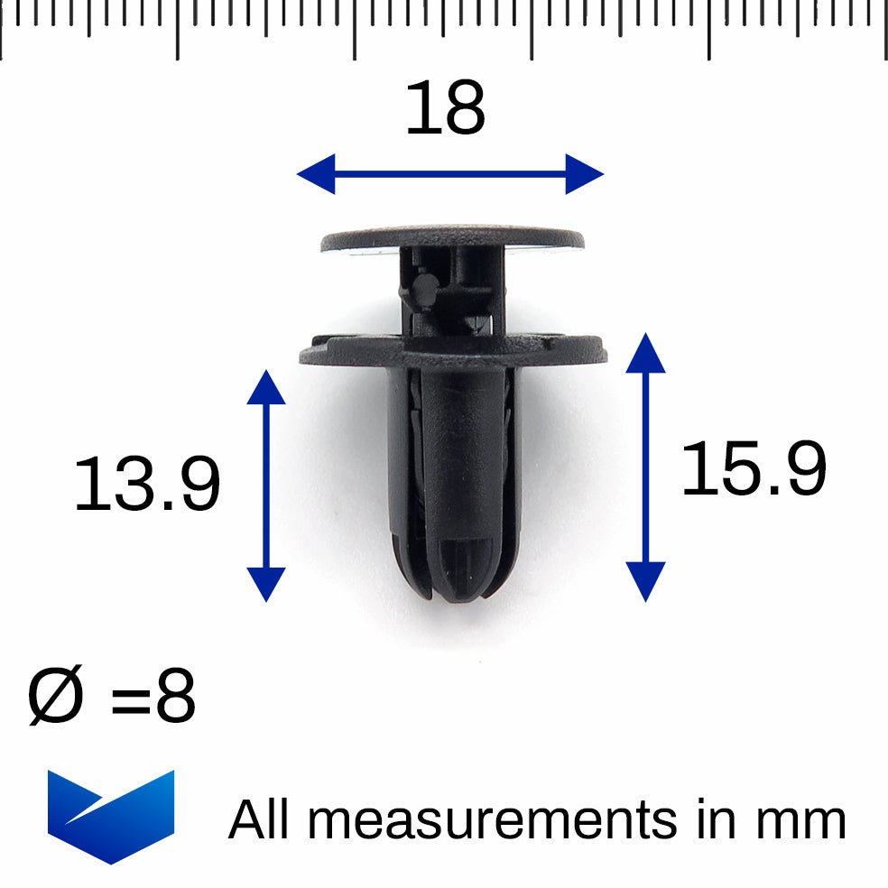 Push Fit Plastic Rivet, Black, 8mm - image 2