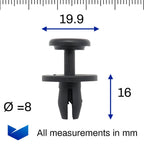 Plastic Expanding Rivet, 8mm Hole, Black - image 2