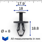 Push Fit Plastic Fastener, Black - image 2