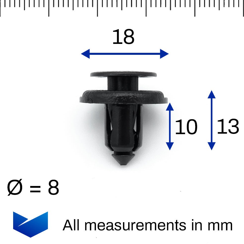 Push Fit Plastic Rivet, Black, 8mm Hole - image 2